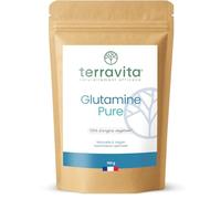 L-Glutamine Brevetée 150g en Poudre | Santé Intestinale (Ventre Plat) et Récupération Musculaire | 30 Portions | Acides Aminés Vegan, 100% Purs et Sans Excipients | Made in France | Terravita