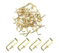 L Hooks Screw Ceiling Hooks， Self-Tapping Right-Angle Hook Screws Pack of 50 Gold 20-32mm(25mm Hook)