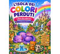 L’Isola dei Colori Perduti: Libro da colorare in formato grande A4 con animali, castelli e fantastiche avventure per bambini