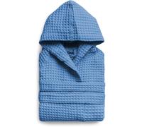 l&j Peignoir de Bain Femmes et Hommes Peignoir à capuche rose en nid d'abeille pour femme 100% coton doux et absorbant avec poches (FR/ES, Numérique, 38, Taille normale, Taille normale, Bleu)