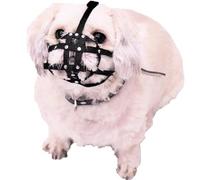 L&J Pets Uk Muselière avec sangle en nylon pour Shih Tzu, carlin et autres chiens à museau court à face plate | Sécurité et confort (M0, noir)