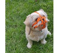 L&J Pets Uk Muselière avec sangle en nylon pour Shih Tzu, carlin et autres chiens à museau court à face plate | Sécurité et confort (M1, orange)