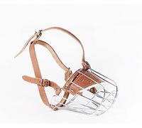 L&J Pets Uk Muselière en métal robuste pour Amstaff & Pitbull et autres chiens (panier argenté/cuir marron, 4) (MK 4,5, R1)