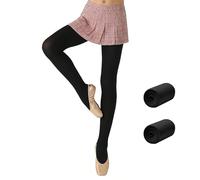 L&K 27261 Lot de 2 collants de danse pour fille 80 deniers Tailles 86-170 Collants de danse avec ceinture confortable Opaques et durables, Noir 2 pièces, 146-152