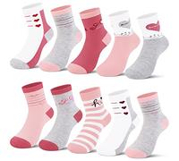 L&K-II 10 chaussettes enfants filles avec de jolis motifs Chaussettes Sneaker Chaussettes enfants en coton multicolore 2851 35-38
