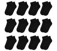 L&K-II 12 Chaussettes baskets Chaussettes courtes garçons/filles Chaussettes Enfants en Coton Noir 2862 27-30