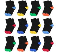 L&K-II 2819 Lot de 10/12 paires de chaussettes de sport en coton pour enfant garçon et fille Multicolore, 12-2876, 27-30