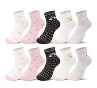 L&K-II 2823 Lot de 10 paires de chaussettes de sport en coton pour fille Multicolore Printemps Automne, 35-38
