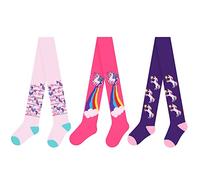 L&K-II 3 pièces Collants tricotés pour enfants pour filles avec différents motifs et couleurs de licorne dans un ensemble 2730A 110-116