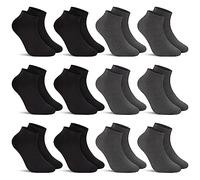 L&K-II 92201VA Lot de 12/24 paires de chaussettes courtes en coton respirant pour homme et femme Noir/blanc et gris, 12 paires-2301BGE, 43-46