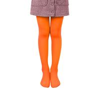 L&K-II Collants de Ballet pour Filles - Collants de Danse avec Pied - 80 DEN Opaque Microfibre Coloré - Orange - 146/152