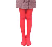 L&K-II Collants enfants collants de ballet filles collants de ballet collants de danse avec pied 80 DEN opaque microfibre coloré 27251 Rouge saumon 122/128