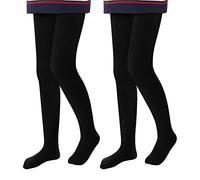 L&K-II Collants Thermiques fille Collants enfants avec Doublure hiver Chaud Opaque Douillet seamless Treggings taille Haute Collant multicolore 4611 Noir 122-128
