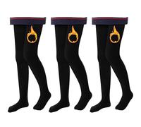 L&K-II Collants Thermiques fille Collants enfants avec Doublure hiver Chaud Opaque Douillet seamless Treggings taille Haute Collant multicolore 4611 Noir 134-140