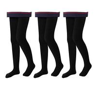 L&K-II Collants Thermiques fille Collants enfants avec Doublure hiver Chaud Opaque Douillet seamless Treggings taille Haute Collant multicolore 4611 Noir 122-128