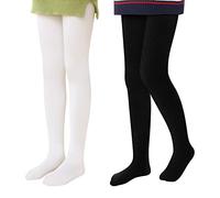 L&K-II Collants Thermiques fille Collants enfants avec Doublure hiver Chaud Opaque Douillet seamless Treggings taille Haute Collant multicolore 4611 Noir+Blanc 122-128