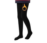L&K-II Collants Thermiques fille Collants enfants avec Doublure hiver Chaud Opaque Douillet seamless Treggings taille Haute Collant multicolore 4611 Noir 134-140