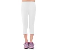 L&K-II Enfants Filles Leggings 3/4 Filles Pantalons Pantalons Capri en vêtements d'école en Coton 146-152 2723 Blanc