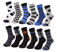 L&K-II Lot de 12 chaussettes pour garçons en coton haut de gamme avec motif de football et de basket-ball multicolores 2873 39-42