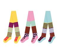 L&K-II Lot de 3 collants pour filles collants pour enfants en coton renforcé opaques collants pour filles à pois et rayures multicolores 2761B 98-104