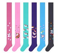 L&K-II Lot de 6 collants pour enfant, fille, bébé,motif licorne, lot de 6 pièces 2712, 134-140