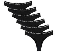 L&K-II String Femme Tanga Coton sous-Vêtement Colutte pour Femmes Lot de 6 3207 Noir S