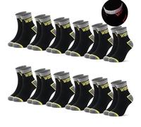 L&K Lot de 12 chaussettes de travail robustes et respirantes pour homme - Bande réfléchissante - 85 % coton - Tige courte 2406VA, 12-2406, 39-42
