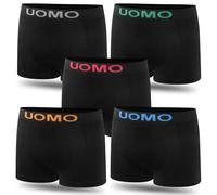 L&K Lot de 5 Boxers pour Hommes rétro sous-vêtements en Microfibre Caleçon de Sport Noir Uni Couleur 1212 BL S/M