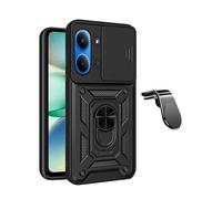 L Kit De Support Magnétique De Voiture Pour Conduite Sûre + Coque De Fenêtre Coulissante De Défenseur Militaire Magnétique PHONECARE Pour Xiaomi Redmi 15C 4G - Noir