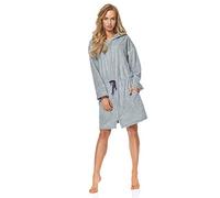 L&L - 9118 Peignoir avec Fermeture à glissière, Peignoir Doux, Chaud et Long pour Femmes. Robe Longue à Capuche pour Femmes. (Melange, Small)