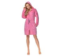 L&L - 9118 Peignoir avec Fermeture à glissière, Peignoir Doux, Chaud et Long pour Femmes. Robe Longue à Capuche pour Femmes. (Pink, Large)