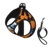 L Laisse Gilet Harnais pour Chien - Petite Taille Feuilles Automne Branches D'arbre Imprimé Ensemble Laisse Réfléchissante Pour Extérieur et Promenade Chien