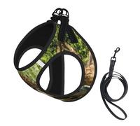 L Laisse gilet harnais pour chien - Petite taille Panthère sur le tronc d'arbre Imprimé cascade Laisse réfléchissante pour l'extérieur et promenade du chien