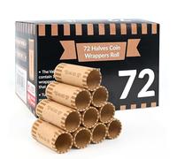 L LIKED Lot de 72 enveloppes préformées pour demi-dollars, papier kraft robuste de 27,2 kg à code couleur ABA avec extrémités serties pour compteurs de pièces manuelles et automatiques
