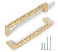 L&lonpa Lot de 10 poignées d'armoire Z1388 avec trou central de 128 mm, or mat solide, quincaillerie d'armoire pour tiroir, armoire