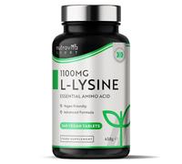 L-Lysine 1100mg Hautement Dosé - 240 Vegan comprimés - Supplément d'acides aminés essentiels L Lysine - Croissance normale et rotation musculaire - Sans Additifs - Fabriqué par Nutravita