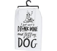 L.O.L. des éléments par Kathy Serviette de Cuisine - I Just Want to Drink Wine et Pet My Dog