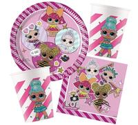 L.O.L. Surprise - Kit de fête 37 pièces - Pour anniversaire d'enfant - Avec assiettes, gobelets, serviettes et décoration - Figurines LOL à collectionner pour anniversaire d'enfant - Fête à thème