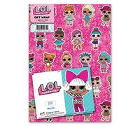 L.O.L. Surprise ! Lot de 10 feuilles de papier cadeau 10 étiquettes 70 x 50 cm Produit officiel