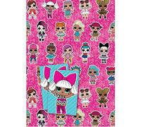 L.O.L. Surprise ! Lot de 6 feuilles de papier cadeau 6 étiquettes 70 cm x 50 cm Produit officiel