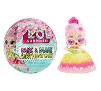 LOL Surprise Mix & Make Birthday Cake - Mini Poupée 7,5cm, Robe en Forme de Gâteau - Fabriquer et Décorer - Modèle Aléatoire