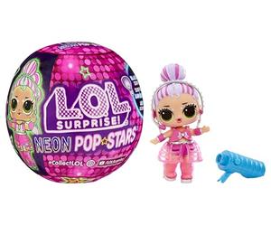 L.O.L. Surprise! Neon Pop Stars Tots - 1 Poupée avec Surprise sous Lumière Noire, Emballage Opaque, 7 Tots à Collectionner avec des Décalcomanies et des Accessoires, Cadeau pour Enfants de 4 Ans et +
