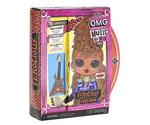 L.O.L. Surprise! OMG Remix Rock Ferocious Poupée Mannequin avec 15 Surprises Dont 1 Guitare Basse, 1 Tenue, Chaussures, Brosse à Cheveux, Socle, Paroles & Tourne-Disque - Filles de 4 Ans & + 577591C3