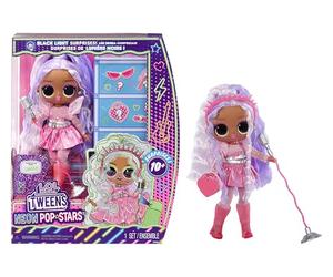 L.O.L. Surprise! Tweens Neon Pop Stars - Kitty K - 1 Poupée Mannequin, avec Surprises Lumière Noire et + de 10 Tenues et Accessoires Dont Un Support de Micro Rétro, Cadeau pour Enfants de 4 Ans et +