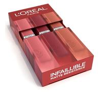 L'Oréal Paris - Coffret 3 Rouges à Lèvres Liquide Longue Tenue - Couleur Intense & Fini Mat - Sans Transfert - Infaillible Matte