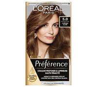 L’ORÉAL PARIS - Coloration Cheveux Permanente - Longue Durée & Lumineuse - Couvre 100% des Cheveux Blancs - Préférence - Nuance : Bruges (5.0), Châtain Clair