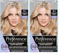L’ORÉAL PARIS - Coloration Cheveux Permanente - Longue Durée & Lumineuse - Sans Reflets Jaunes - Couvre 100% des Cheveux Blancs - Préférence - Nuance : Copenhague 8.1, Blond clair cendré