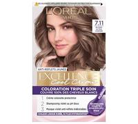 L’ORÉAL PARIS - Coloration Cheveux Permanente Triple Soin - Anti-Reflets Jaunes - Couvre 100% des Cheveux Blancs - Excellence Cool Crème - Nuance : Blond Ultra Cendré (7.11)