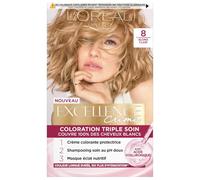 L’ORÉAL PARIS - Coloration Cheveux Permanente Triple Soin - Couvre 100% des Cheveux Blancs - Excellence Crème - Nuance : Blond Clair (8)