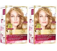 L’ORÉAL PARIS - Coloration Cheveux Permanente Triple Soin - Couvre 100% des Cheveux Blancs - Excellence Crème - Nuance : Blond Clair (8) (Lot de 2)
